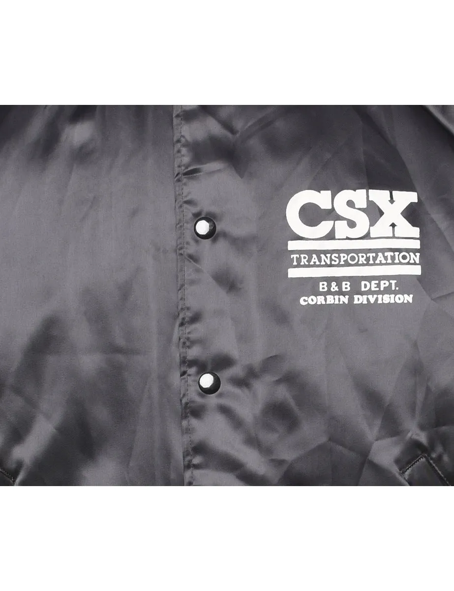 CSX Black Silky Nylon Bomber Jacket - L