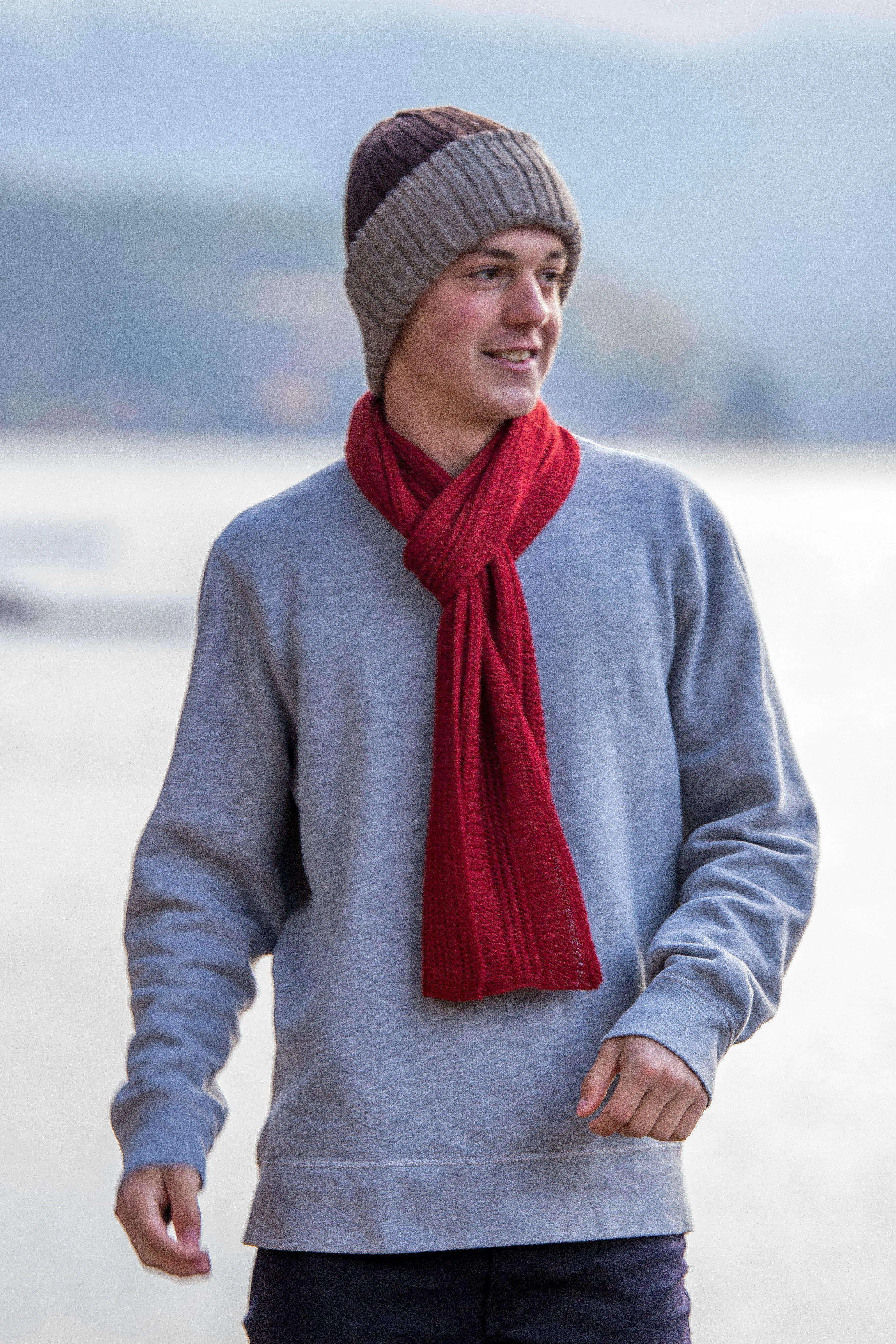Honeycomb Knitted Scarf 100% Baby Alpaca