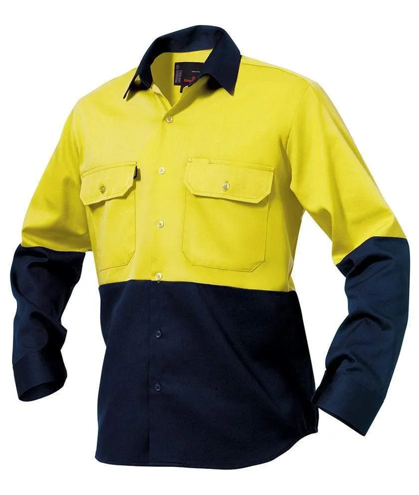KingGee Hi-Vis Spliced Drill Long Sleeve Work Shirt K54015