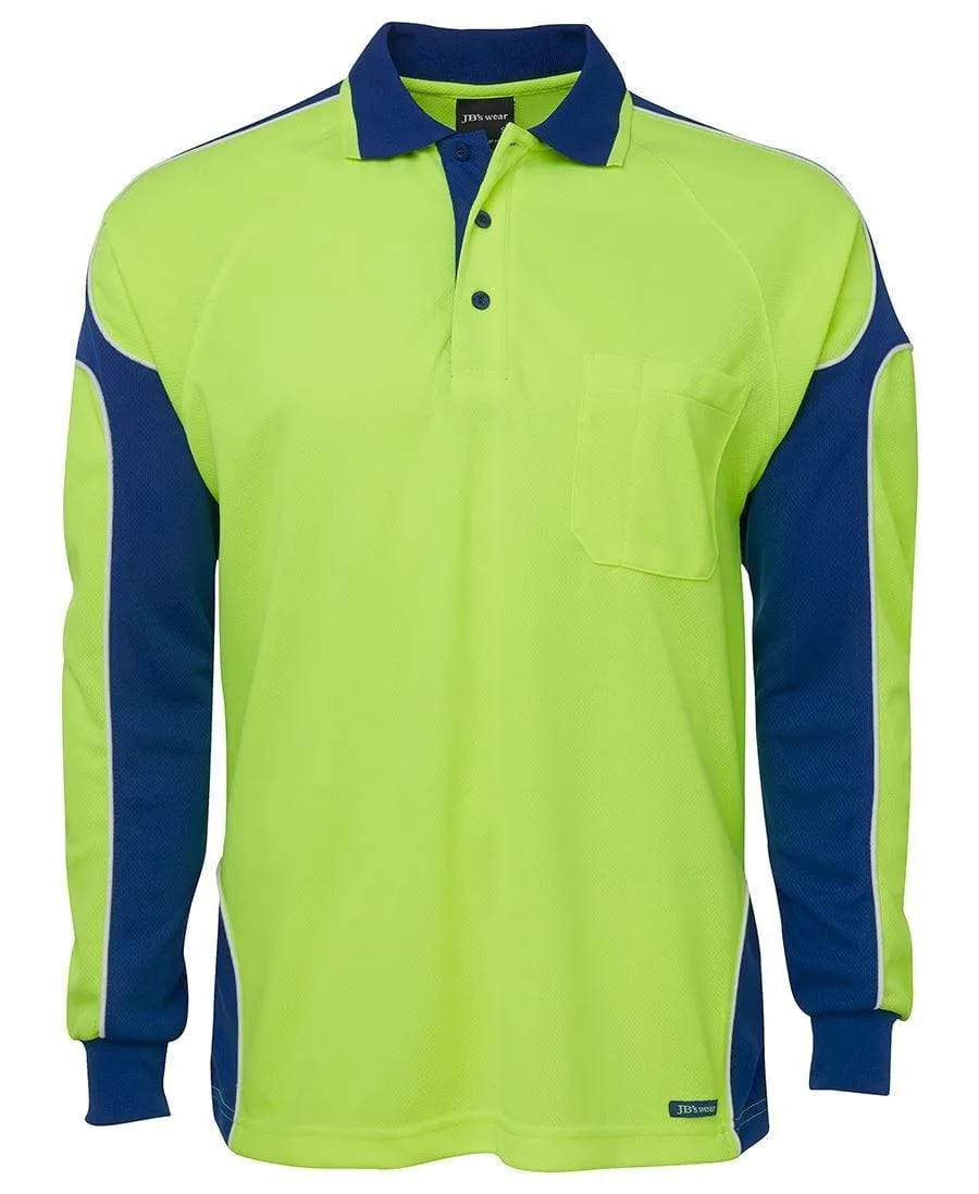 Logo Printed JB'S Hi-Vis Long Sleeve Arm Panel Polo 6AP4L x10